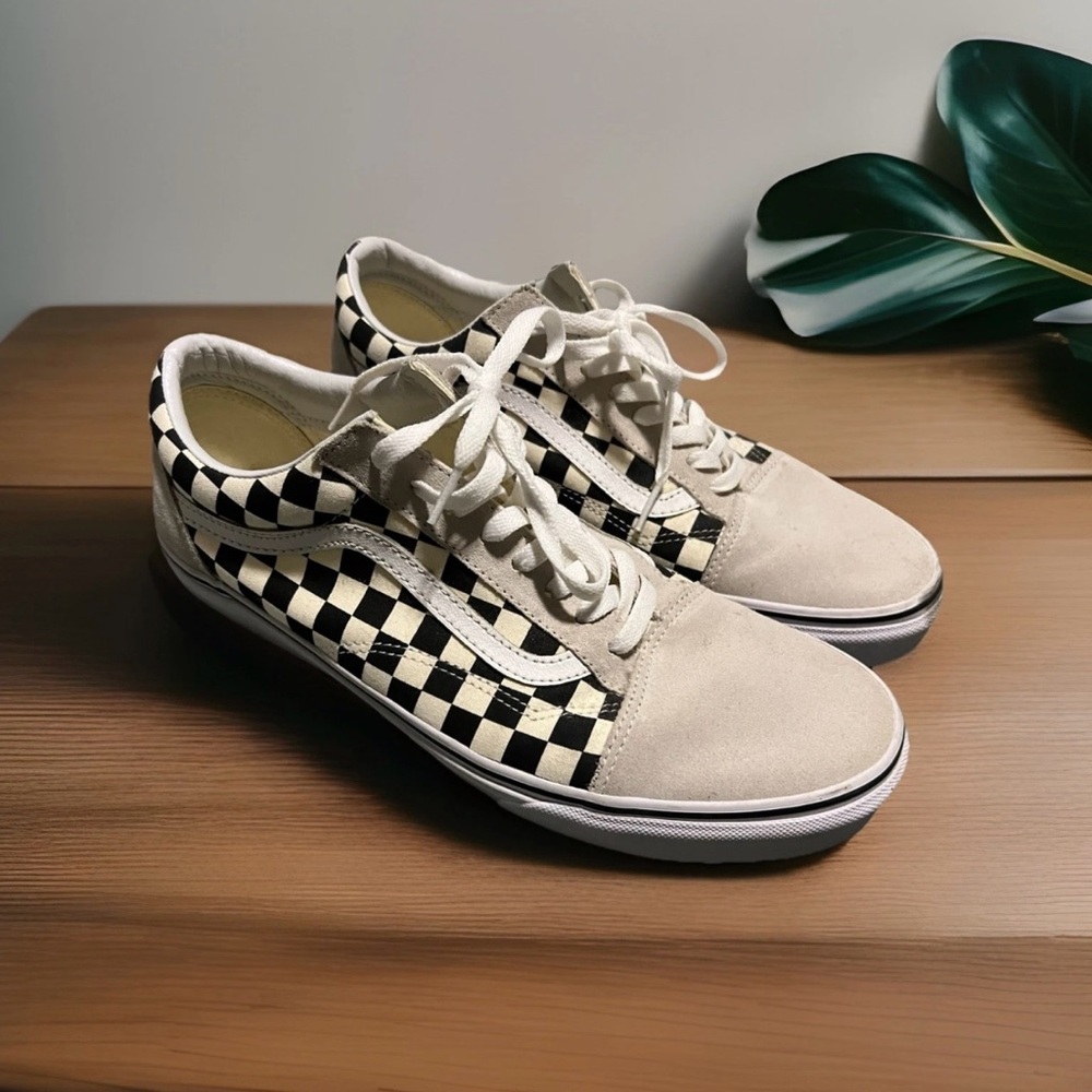 Vans Old Skool Black and Cream Checkerboard Shoes